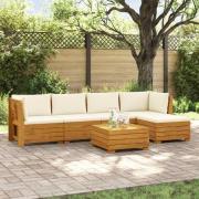 vidaXL Utomhussoffset med kudde 6 Stycke Brun Massivt Akaciaträ