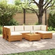 vidaXL Utomhussoffset med kudde 7 Stycke Brun Massivt Akaciaträ