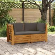 vidaXL Utomhussoffset med kudde 2 Stycke Brun Massivt Akaciaträ