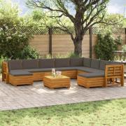 vidaXL Utomhussoffset med kudde 11 Stycke Brun Massivt Akaciaträ