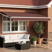 vidaXL Manuell utdragbar markis med LED-lampor Brun och vit 3,5 x 2 m