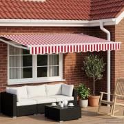 vidaXL Manuell utdragbar markis med LED-lampor Röd och Vit 3 x 2,5 m