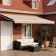 vidaXL Manuell utdragbar markis med LED-lampor Beige och vit 4,5 × 3 m