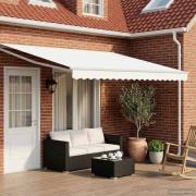 vidaXL Manuell utdragbar markis med LED-lampor Vit 5 x 3 m