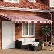 vidaXL Elektrisk Retraktabel Markis Röd och Vit 4,5 × 3 m