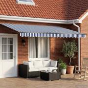 vidaXL Elektrisk Retraktabel Markis Blå och Vit 4,5 × 3 m