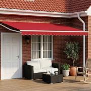 vidaXL Elektrisk Retraktabel Markis Röd och Vit 4 × 3 m