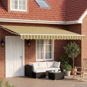 vidaXL Manuell Utdragbar Markis Grön och Gul 4,5 × 3,5 m