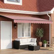 vidaXL Manuell Utdragbar Markis Röd och Vit 4 × 3,5 m