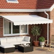 vidaXL Manuell markisram med LED-lampor Vit 2,5 x 2 m