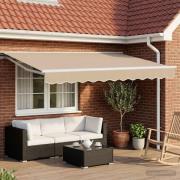 vidaXL Manuell markisram med LED-lampor Beige och vit 3,5 x 2 m