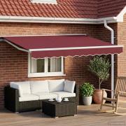 vidaXL Manuell markisram med LED-lampor Vinröd och Vit 3 x 2,5 m