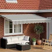 vidaXL Manuell markisram med LED-lampor Antracit och vitt 3 x 2,5 m
