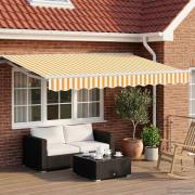 vidaXL Manuell markisram med LED-lampor Gul och Vit 3,5 x 2,5 m