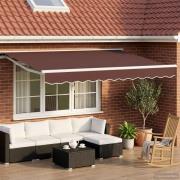 vidaXL Manuell markisram med LED-lampor Brun och vit 3,5 x 2,5 m