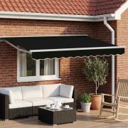 vidaXL Manuell markisram med LED-lampor Svart och Vitt 3,5 x 2,5 m