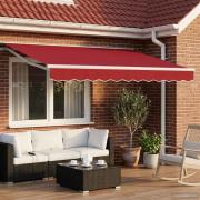 vidaXL Manuell markisram med LED-lampor Röd och Vit 3,5 x 2,5 m