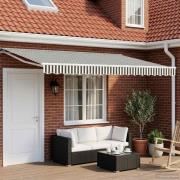 vidaXL Manuell markisram med LED-lampor Antracit och vitt 4 × 3 m