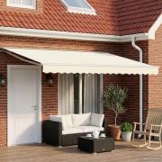 vidaXL Manuell markisram med LED-lampor Grädde och vit 4 × 3,5 m