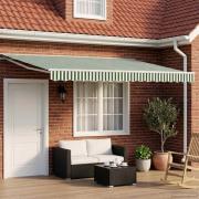 vidaXL Manuell markisram med LED-lampor Grön och Vit 5 x 3 m