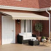 vidaXL Manuell markisram med LED-lampor Beige och vit 5 × 3,5 m