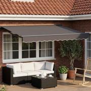 vidaXL Manuell markisram med LED-lampor Antracit 3 x 2,5 m