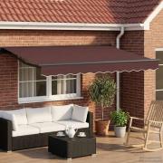 vidaXL Manuell markisram med LED-lampor Brun och antracit 3 x 2,5 m