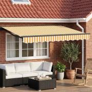 vidaXL Manuell markisram med LED-lampor Gul, Vit, Antracit 3,5 x 2,5 m