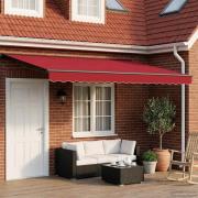 vidaXL Manuell markisram med LED-lampor Röd och Antracit 4 × 3 m