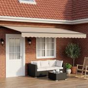 vidaXL Manuell markisram med LED-lampor Beige och Antracit 4 × 3,5 m