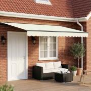 vidaXL Manuell markisram med LED-lampor Kräm och antracit 5 x 3 m