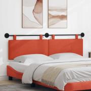 vidaXL Hängande sänggavel Med LED-lampa Röd orange Kordread tyg