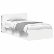 vidaXL Sängram med förvaring Vit 90 x 190 cm Konstruerat trä