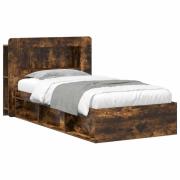 vidaXL Sängram med förvaring Rökt ek 75 x 190 cm Konstruerat trä