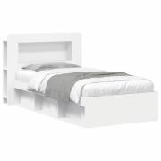 vidaXL Sängram med förvaring Vit 90 x 200 cm Konstruerat trä