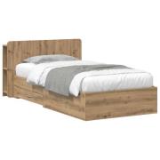 vidaXL Sängram med förvaring Artisan-ek 100 x 200 cm Konstruerat trä