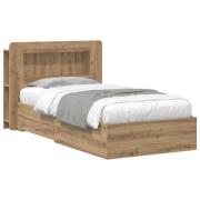 vidaXL Sängram med förvaring Artisan-ek 90 x 200 cm Konstruerat trä