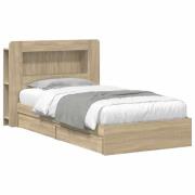 vidaXL Sängram med förvaring Sonoma-ek 75 x 190 cm Konstruerat trä
