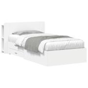 vidaXL Sängram med förvaring Vit 80 x 200 cm Konstruerat trä