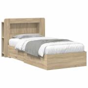 vidaXL Sängram med förvaring Sonoma-ek 75 x 190 cm Konstruerat trä