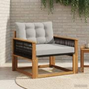 vidaXL Utomhussoffset Massivt Akaciaträ och Textilene Naturfärg