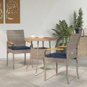vidaXL Trädgårdsstolar 2 pcs Grå och Marinblå Poly Rattan och Akacia