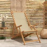 vidaXL Strandstol Beige Massivt teakträ