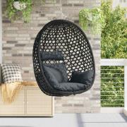 vidaXL Hängande äggstol utan stativ Antracit och svart konstrotting