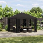 vidaXL Paviljong 3 x 3 m Antracit Polyester och Stål 190 gsm