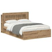vidaXL Sängram med förvaring Artisan-ek 135 x 190 cm Konstruerat trä