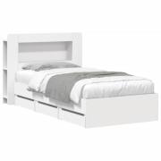 vidaXL Sängram med förvaring Vit 80 x 200 cm Konstruerat trä