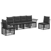 vidaXL Utomhussoffset med kudde 6 pcs Svart och Mörkgrå Polyester
