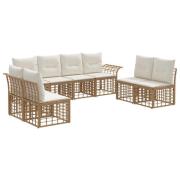 vidaXL Utomhussoffset med kudde 8 pcs Naturlig och Creamvit Polyester