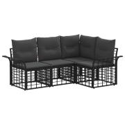 vidaXL Utomhussoffset med kudde 4 pcs Svart och Mörkgrå Polyester